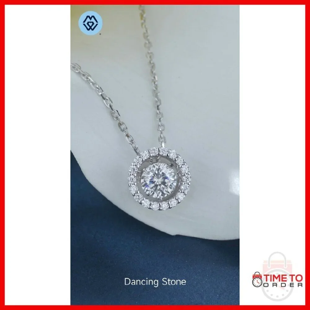 1 Carat Moissanite Floating Necklace 925 Sterling Silver Pendant Gift